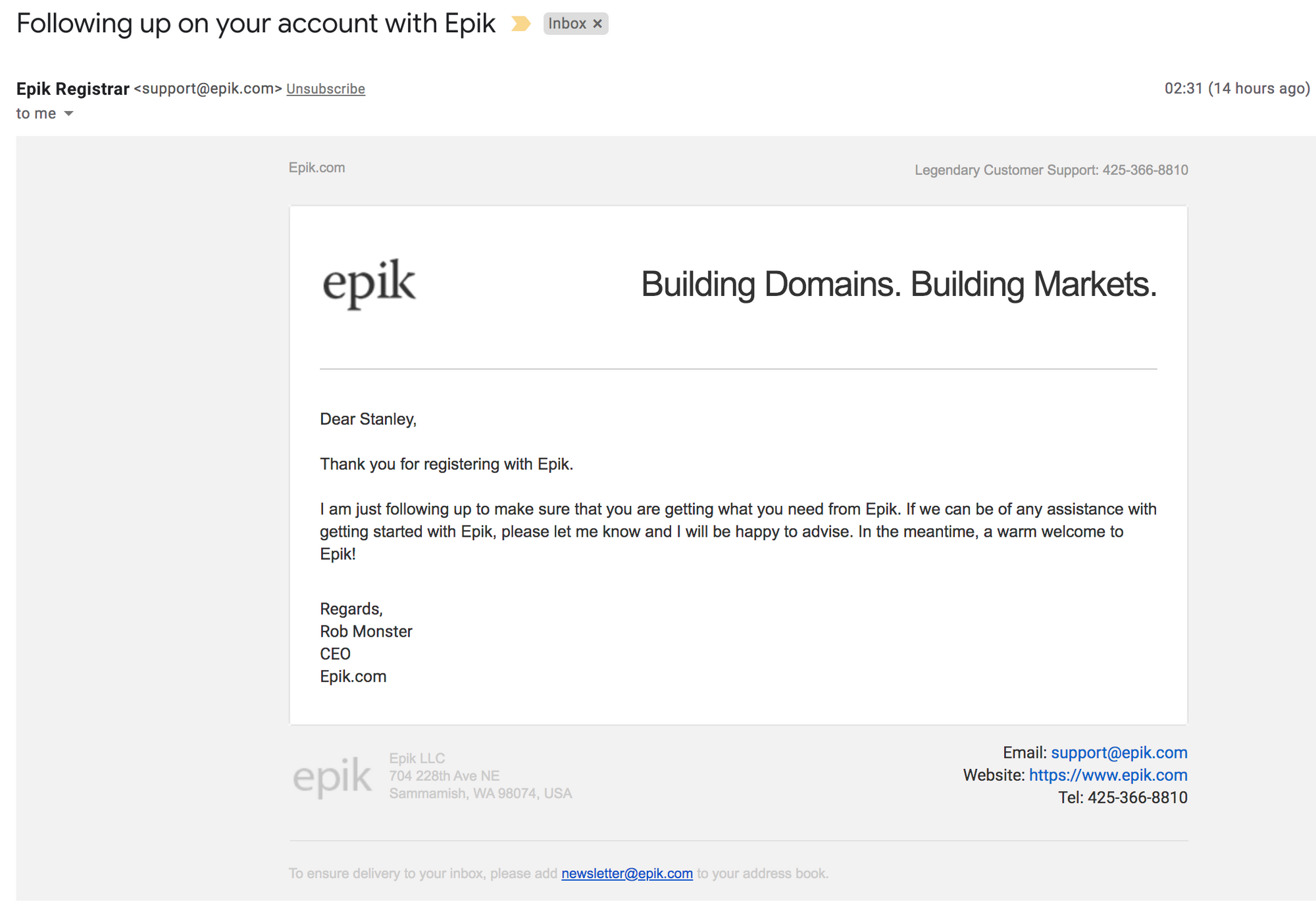 Email from epik